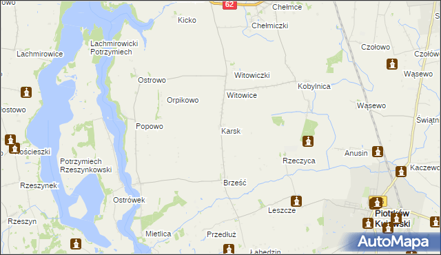 mapa Karsk gmina Kruszwica, Karsk gmina Kruszwica na mapie Targeo