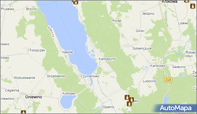 mapa Kartoszyno, Kartoszyno na mapie Targeo