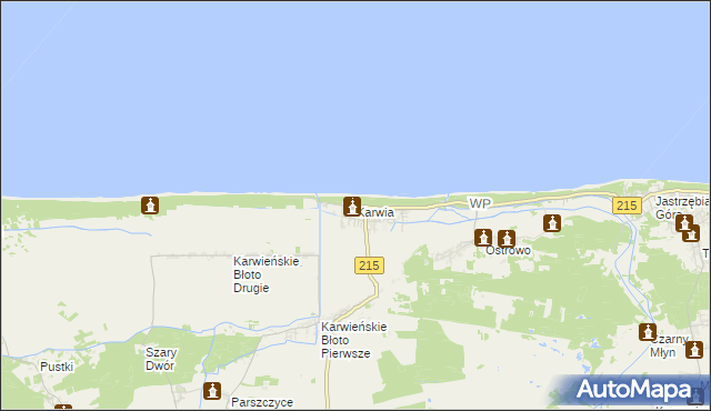 mapa Karwia, Karwia na mapie Targeo