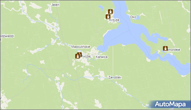 mapa Karwica gmina Ruciane-Nida, Karwica gmina Ruciane-Nida na mapie Targeo
