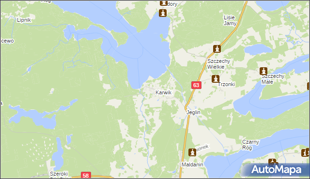 mapa Karwik, Karwik na mapie Targeo