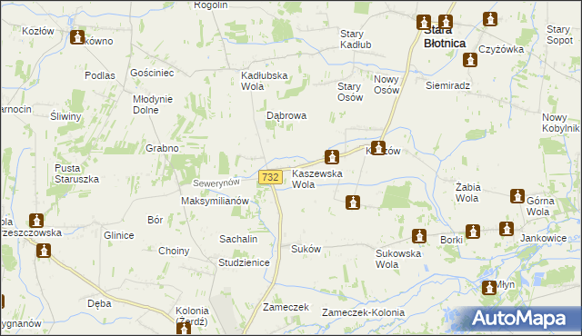 mapa Kaszewska Wola, Kaszewska Wola na mapie Targeo