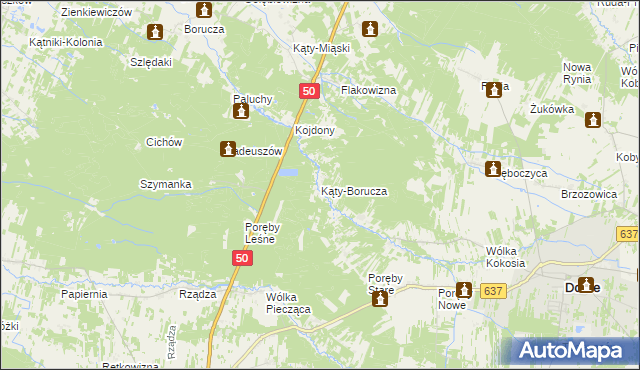 mapa Kąty-Borucza, Kąty-Borucza na mapie Targeo