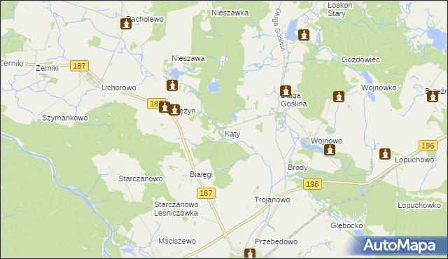 mapa Kąty gmina Murowana Goślina, Kąty gmina Murowana Goślina na mapie Targeo