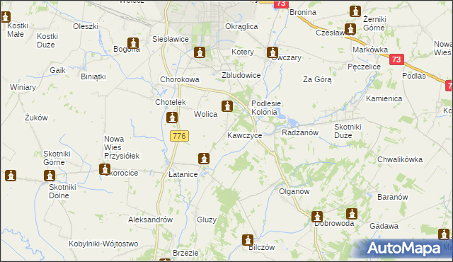 mapa Kawczyce, Kawczyce na mapie Targeo