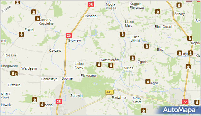 mapa Kazimierów gmina Stare Miasto, Kazimierów gmina Stare Miasto na mapie Targeo