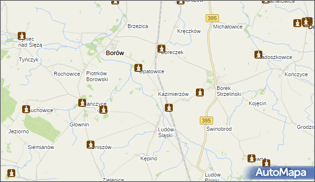 mapa Kazimierzów gmina Borów, Kazimierzów gmina Borów na mapie Targeo