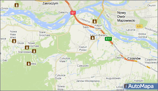 mapa Kazuń Polski, Kazuń Polski na mapie Targeo