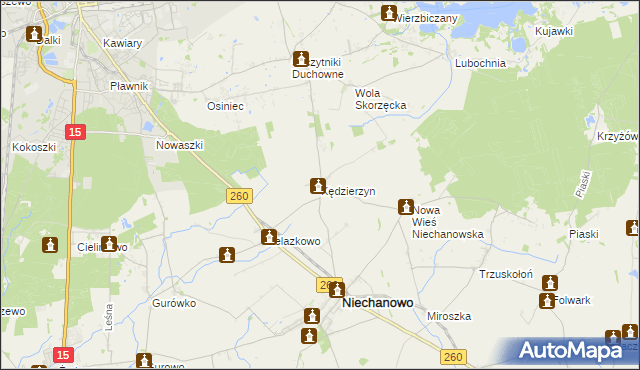 mapa Kędzierzyn gmina Niechanowo, Kędzierzyn gmina Niechanowo na mapie Targeo