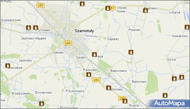 mapa Kępa gmina Szamotuły, Kępa gmina Szamotuły na mapie Targeo