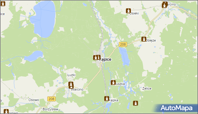mapa Kępice powiat słupski, Kępice powiat słupski na mapie Targeo