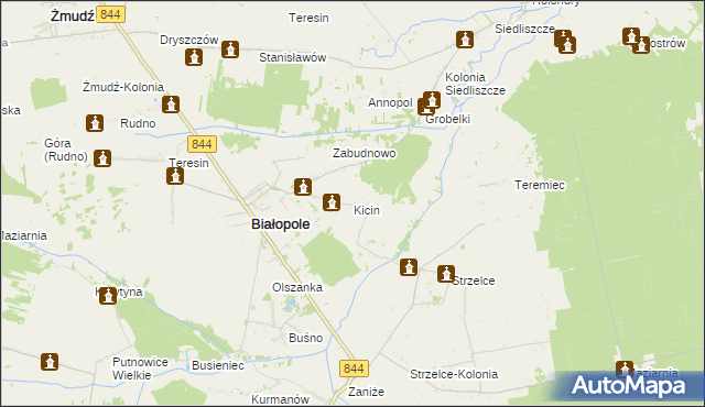 mapa Kicin gmina Białopole, Kicin gmina Białopole na mapie Targeo