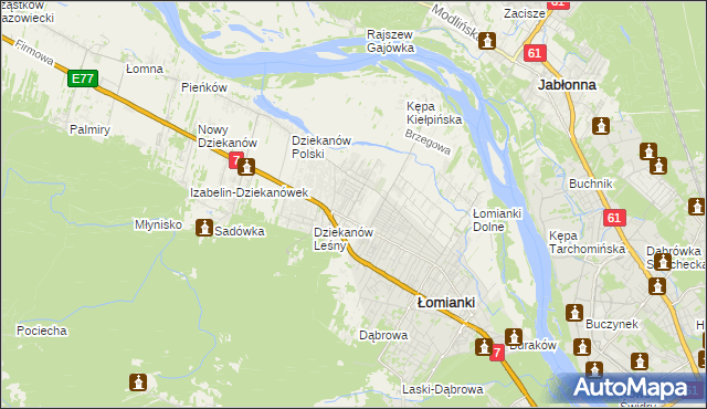 mapa Kiełpin gmina Łomianki, Kiełpin gmina Łomianki na mapie Targeo