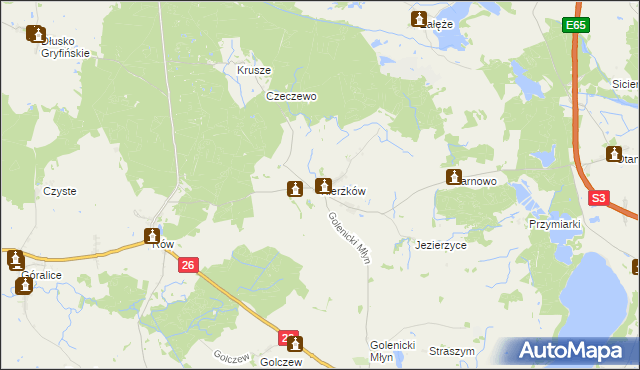 mapa Kierzków gmina Myślibórz, Kierzków gmina Myślibórz na mapie Targeo