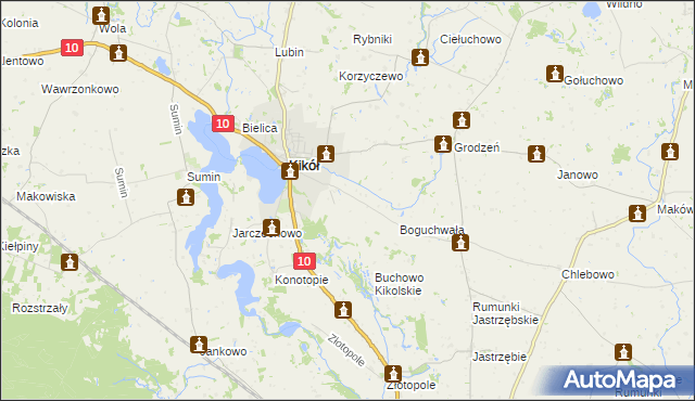 mapa Kikół-Wieś, Kikół-Wieś na mapie Targeo