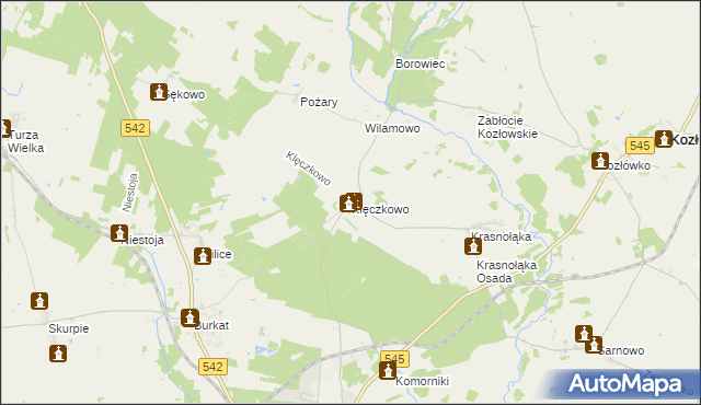 mapa Klęczkowo gmina Działdowo, Klęczkowo gmina Działdowo na mapie Targeo