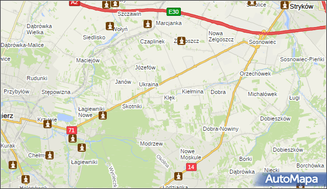 mapa Klęk, Klęk na mapie Targeo