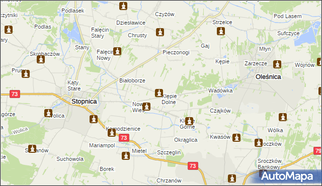 mapa Klępie Dolne, Klępie Dolne na mapie Targeo