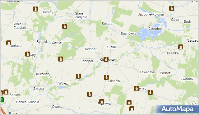 mapa Kłoczew, Kłoczew na mapie Targeo