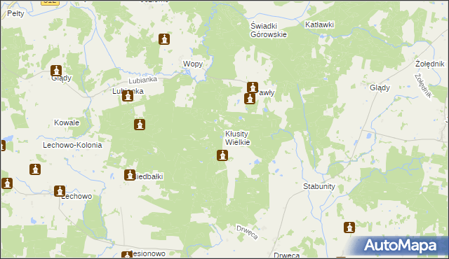 mapa Kłusity Wielkie, Kłusity Wielkie na mapie Targeo