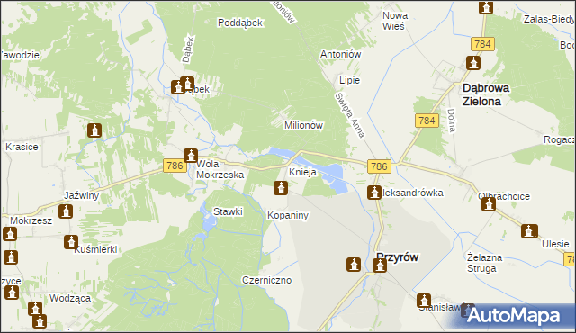 mapa Knieja gmina Przyrów, Knieja gmina Przyrów na mapie Targeo