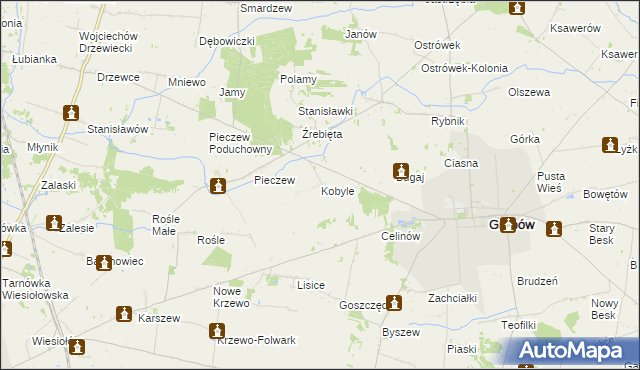 mapa Kobyle gmina Grabów, Kobyle gmina Grabów na mapie Targeo