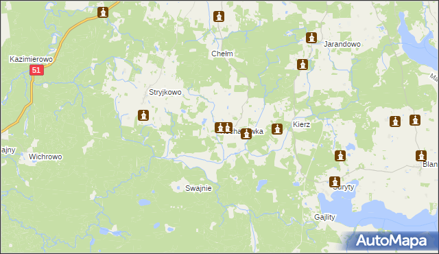 mapa Kochanówka gmina Lidzbark Warmiński, Kochanówka gmina Lidzbark Warmiński na mapie Targeo
