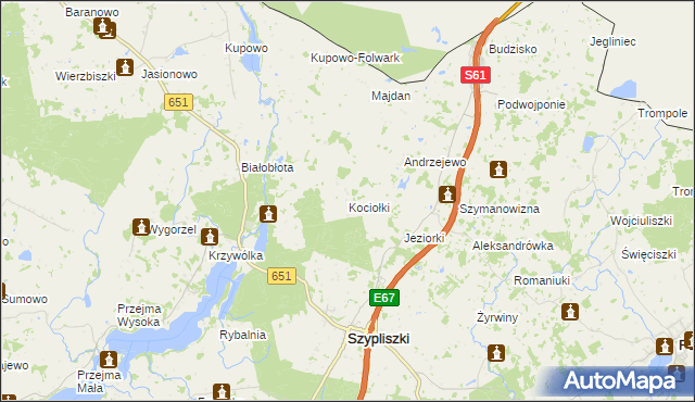 mapa Kociołki gmina Szypliszki, Kociołki gmina Szypliszki na mapie Targeo