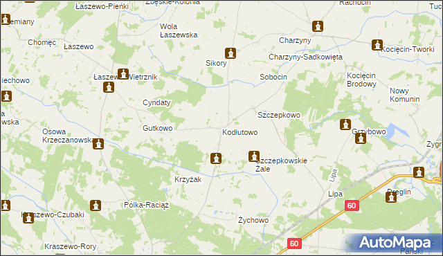 mapa Kodłutowo, Kodłutowo na mapie Targeo