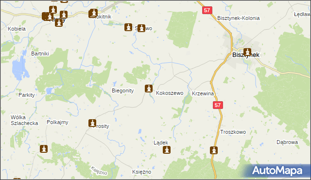 mapa Kokoszewo, Kokoszewo na mapie Targeo