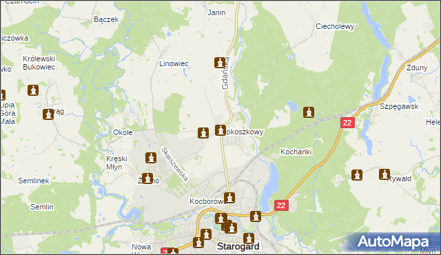 mapa Kokoszkowy, Kokoszkowy na mapie Targeo
