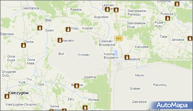 mapa Kolonia Broszęcin, Kolonia Broszęcin na mapie Targeo