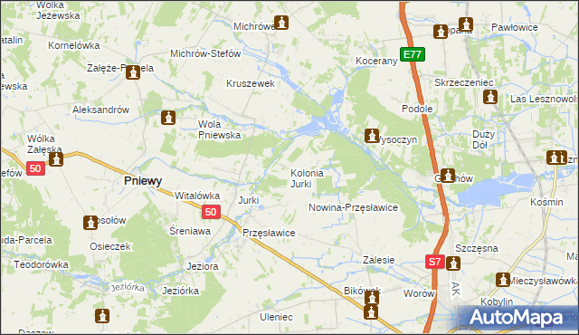 mapa Kolonia Jurki, Kolonia Jurki na mapie Targeo