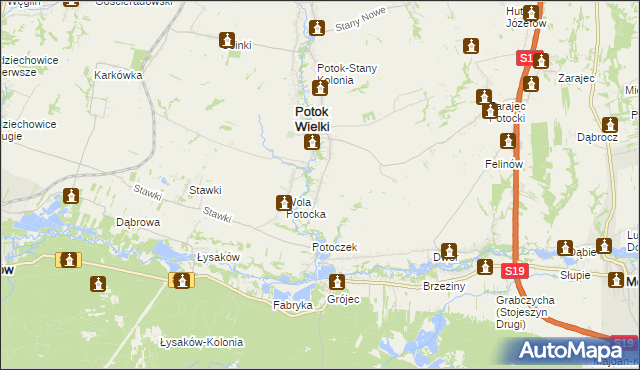 mapa Kolonia Potok Wielki, Kolonia Potok Wielki na mapie Targeo