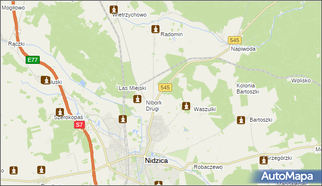 mapa Kolonia Waszulki, Kolonia Waszulki na mapie Targeo