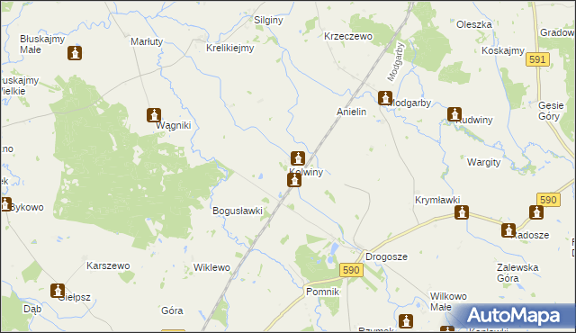 mapa Kolwiny, Kolwiny na mapie Targeo