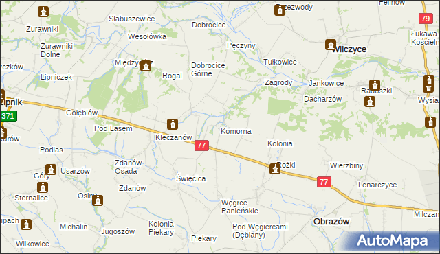 mapa Komorna, Komorna na mapie Targeo