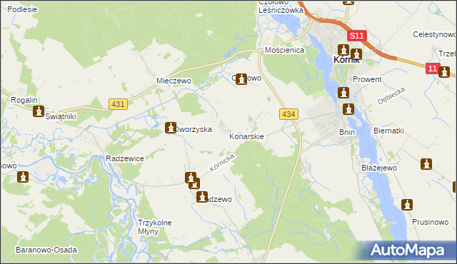 mapa Konarskie gmina Kórnik, Konarskie gmina Kórnik na mapie Targeo