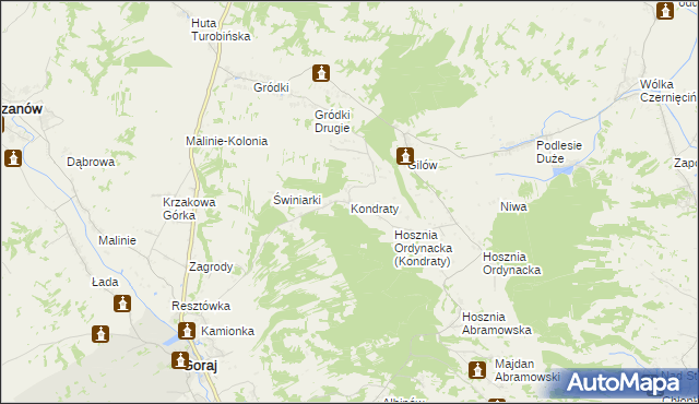 mapa Kondraty, Kondraty na mapie Targeo
