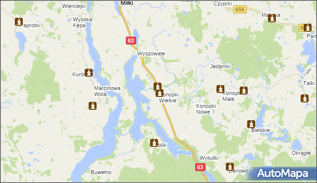 mapa Konopki Wielkie, Konopki Wielkie na mapie Targeo