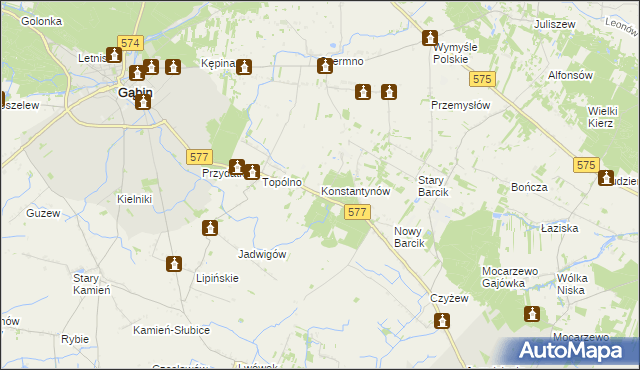 mapa Konstantynów gmina Gąbin, Konstantynów gmina Gąbin na mapie Targeo