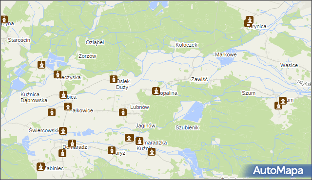 mapa Kopalina gmina Pokój, Kopalina gmina Pokój na mapie Targeo