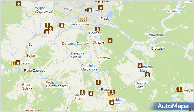 mapa Korczów, Korczów na mapie Targeo