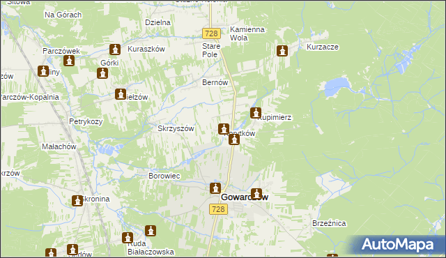 mapa Korytków gmina Gowarczów, Korytków gmina Gowarczów na mapie Targeo
