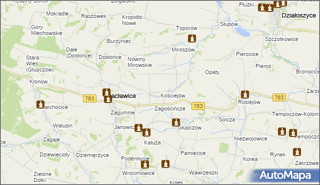 mapa Kościejów, Kościejów na mapie Targeo