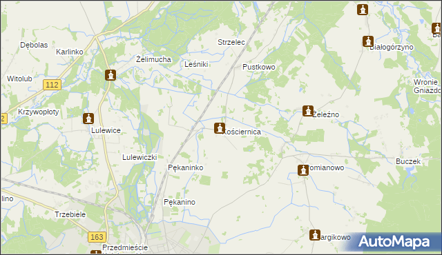 mapa Kościernica gmina Białogard, Kościernica gmina Białogard na mapie Targeo