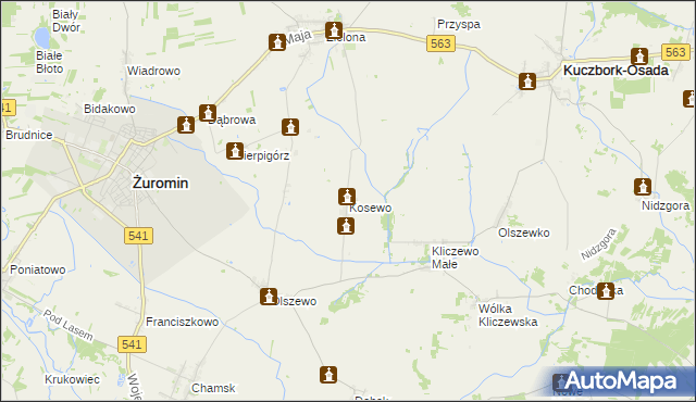 mapa Kosewo gmina Żuromin, Kosewo gmina Żuromin na mapie Targeo