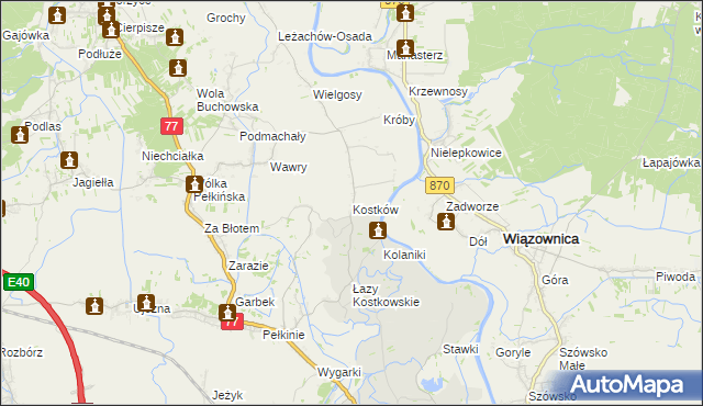 mapa Kostków, Kostków na mapie Targeo