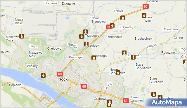 mapa Kostrogaj, Kostrogaj na mapie Targeo