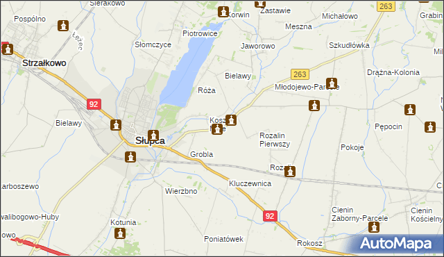 mapa Koszuty gmina Słupca, Koszuty gmina Słupca na mapie Targeo